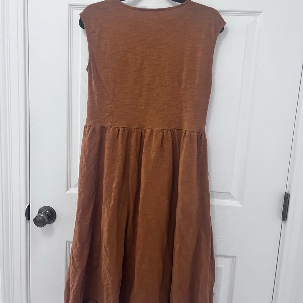 Dark Honey Brown Cap Sleeve Dress - Picture 6 of 8
